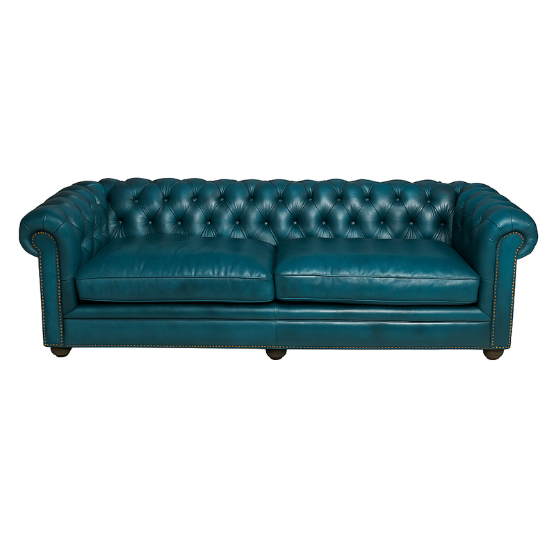Canapea chesterfield GYMA piele ALBASTRA
