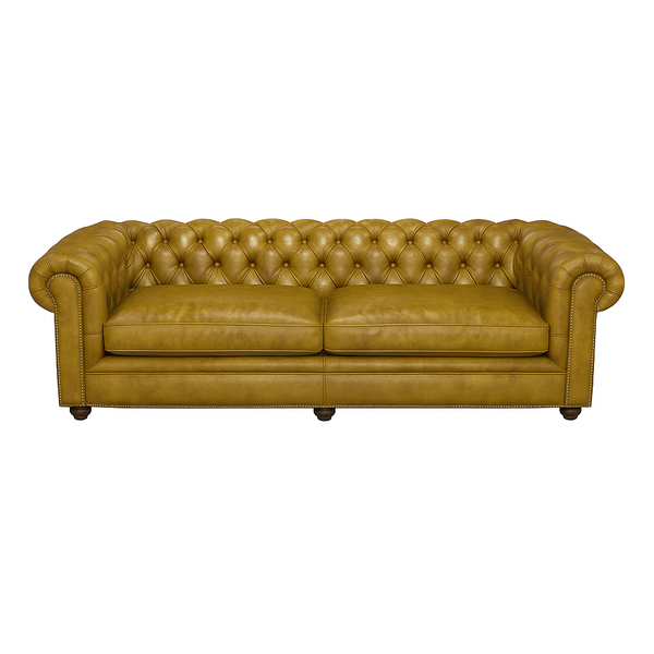 Canapea chesterfield GYMA piele GALBENA