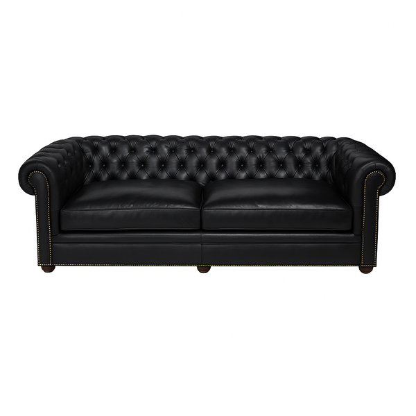 Canapea chesterfield GYMA piele NEAGRA