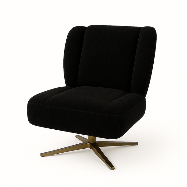 Fotoliu catifea NEAGRA| model PUFI